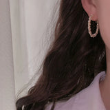Vintage Winding Pearls Hoop Earrings Big Circle Earrings For Women