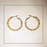 Vintage Winding Pearls Hoop Earrings Big Circle Earrings For Women