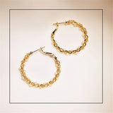 Vintage Winding Pearls Hoop Earrings Big Circle Earrings For Women