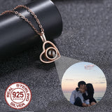 S925 Love Heart Pendant Photo Projection Necklace For Girlfriend