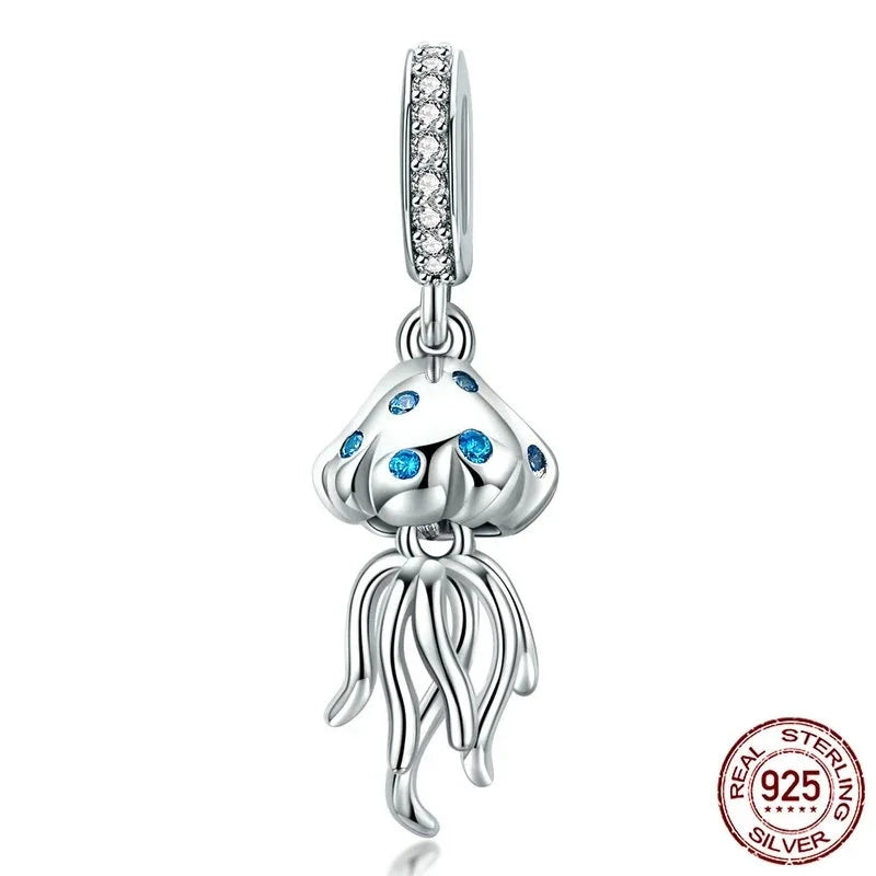 S925 Jellyfish Sea Animal Beads for Jewelry Making DIY