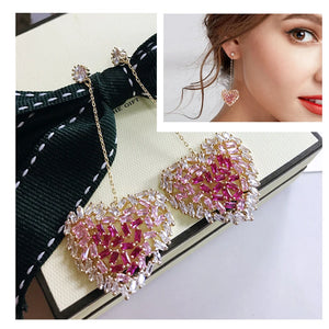 Heart Shape CZ S925 Drop Earrings for Women Fine Jewelry