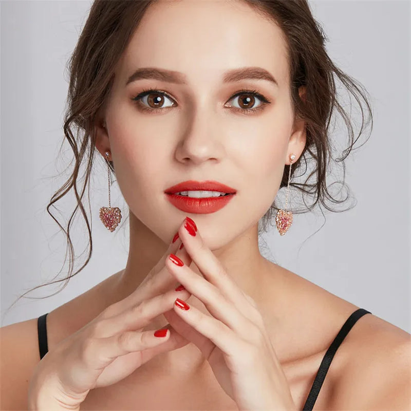 Heart Shape CZ S925 Drop Earrings for Women Fine Jewelry