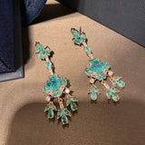 Emerald Gemstone Tassels Drop Earrings