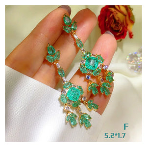 Emerald Gemstone Tassels Drop Earrings
