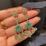 Emerald Gemstone Tassels Drop Earrings