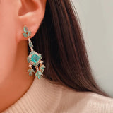 Emerald Gemstone Tassels Drop Earrings
