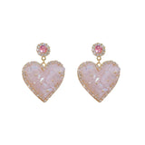 S925 Fairy Pink Crystal Heart Silver Needle Earrings
