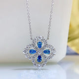 S925 Silver Clover Necklace Retro Short Cross Chain Silver Chain Necklace
