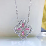 S925 Silver Clover Necklace Retro Short Cross Chain Silver Chain Necklace
