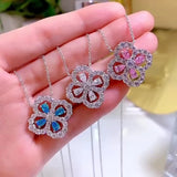 S925 Silver Clover Necklace Retro Short Cross Chain Silver Chain Necklace