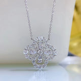 S925 Silver Clover Necklace Retro Short Cross Chain Silver Chain Necklace
