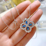 S925 Silver Clover Necklace Retro Short Cross Chain Silver Chain Necklace