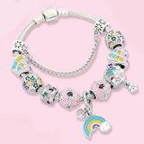 S925 Rainbow Set Bracelet Delicate Safety Chain Colorful Jewelry Gift Women