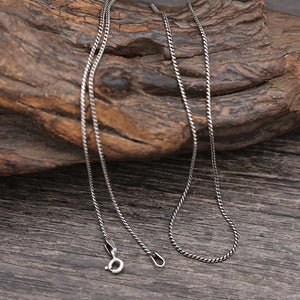 S925 Pure Silver Retro Weave Necklace 1.2mm Thick Small Twist Chain Thai Jewelry