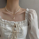 S925 Silver Bell Orchid Pearl Necklace Elegant Women's Collar Chain
