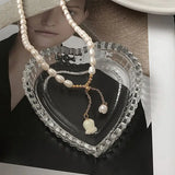 S925 Silver Bell Orchid Pearl Necklace Elegant Women's Collar Chain