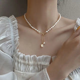 S925 Silver Bell Orchid Pearl Necklace Elegant Women's Collar Chain