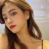 S925 Silver Studs Emerald Zirconia Ear Jewelry Earrings