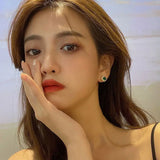 S925 Silver Studs Emerald Zirconia Ear Jewelry Earrings