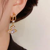 S925 Silver Needle Zircon Saturn Planet Earrings