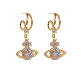 S925 Silver Needle Zircon Saturn Planet Earrings