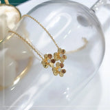S925 Pure Silver Plated Three-flower Necklace Flower Lady Necklace