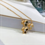 S925 Pure Silver Plated Three-flower Necklace Flower Lady Necklace