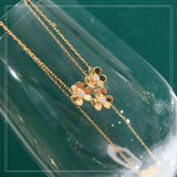 S925 Pure Silver Plated Three-flower Necklace Flower Lady Necklace