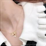 S925 Pure Silver Plated Three-flower Necklace Flower Lady Necklace