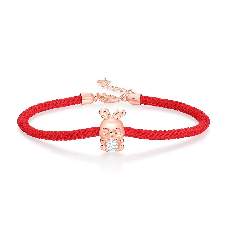 Rabbit Moissanite Bracelet 0.2ct S925 Silver Rose Plated Charm Bracelet