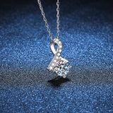 S925 Silver 1CT Bowknot Moissanite Necklace Platinum Plated D Moissanite Women