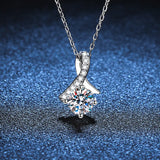 S925 Silver 1CT Bowknot Moissanite Necklace Platinum Plated D Moissanite Women