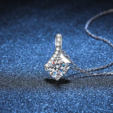 S925 Silver 1CT Bowknot Moissanite Necklace Platinum Plated D Moissanite Women