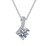 S925 Silver 1CT Bowknot Moissanite Necklace Platinum Plated D Moissanite Women