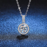 1CT Moissanite Round Pendant Necklace