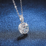 1CT Moissanite Round Pendant Necklace