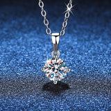 S925 Silver 1CT Round Moissanite Pendant Necklace Women Platinum Plated