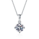 S925 Silver 1CT Round Moissanite Pendant Necklace Women Platinum Plated