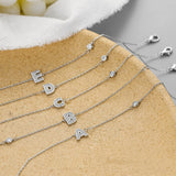 S925 Silver Alphabet Bracelet with Zirconia Initial Letter for Women