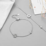 S925 Silver Alphabet Bracelet with Zirconia Initial Letter for Women
