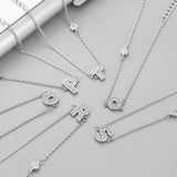 S925 Silver Alphabet Bracelet with Zirconia Initial Letter for Women