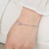 S925 Silver Alphabet Bracelet with Zirconia Initial Letter for Women