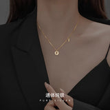 S925 Silver 26 Letter Necklace Clavicle Chain Autumn Winter Sweater Chain