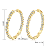 S925 39mm 18K Circle Hoop Earrings For Women Wedding Jewelry