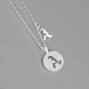 S925 Silver Alphabet Pendant Necklace Punk Style Initial Name Jewelry
