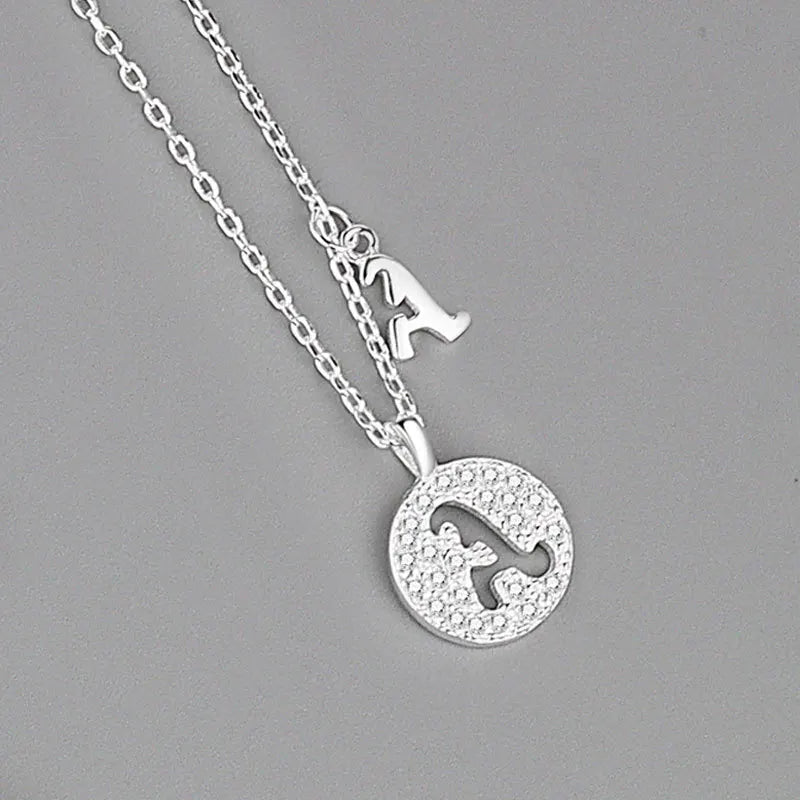 S925 Silver Alphabet Pendant Necklace Punk Style Initial Name Jewelry