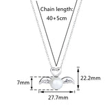 S925 Silver Angel Wing Pendant Pearl Necklace Sweet DIY Silver Jewelry