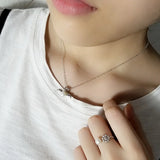 S925 Silver Angel Wing Pendant Pearl Necklace Sweet DIY Silver Jewelry