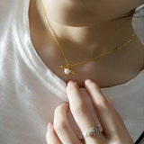 S925 Silver Angel Wing Pendant Pearl Necklace Sweet DIY Silver Jewelry